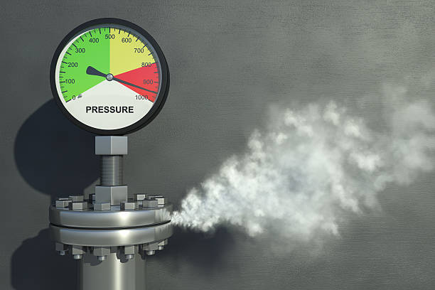 Gas or steam leaking from an industrial pressure gauge. Very high resolution 3D render.Also available.